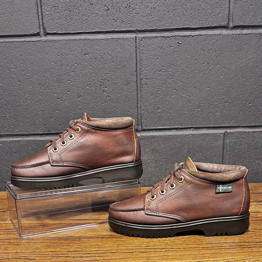 Vintage EASTLAND Chunky Brown Leather Moc Toe Platform Boots Women’s 7